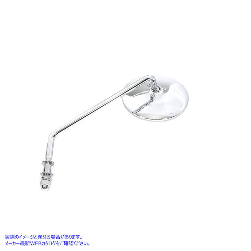 34-1569 ラウンドミラーステンレススチール、ビレットステム付き 取寄せ Vツイン Round Mirror Stainless Steel with Billet Ste