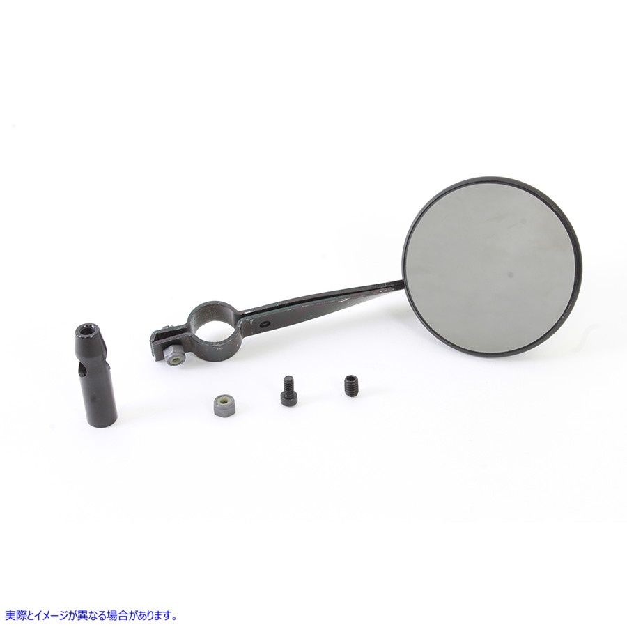 34-1571 ブラックレプリカ初期スタイルスプリングフォークミラー 取寄せ Vツイン Replica Spring Fork Mirror (検索用／