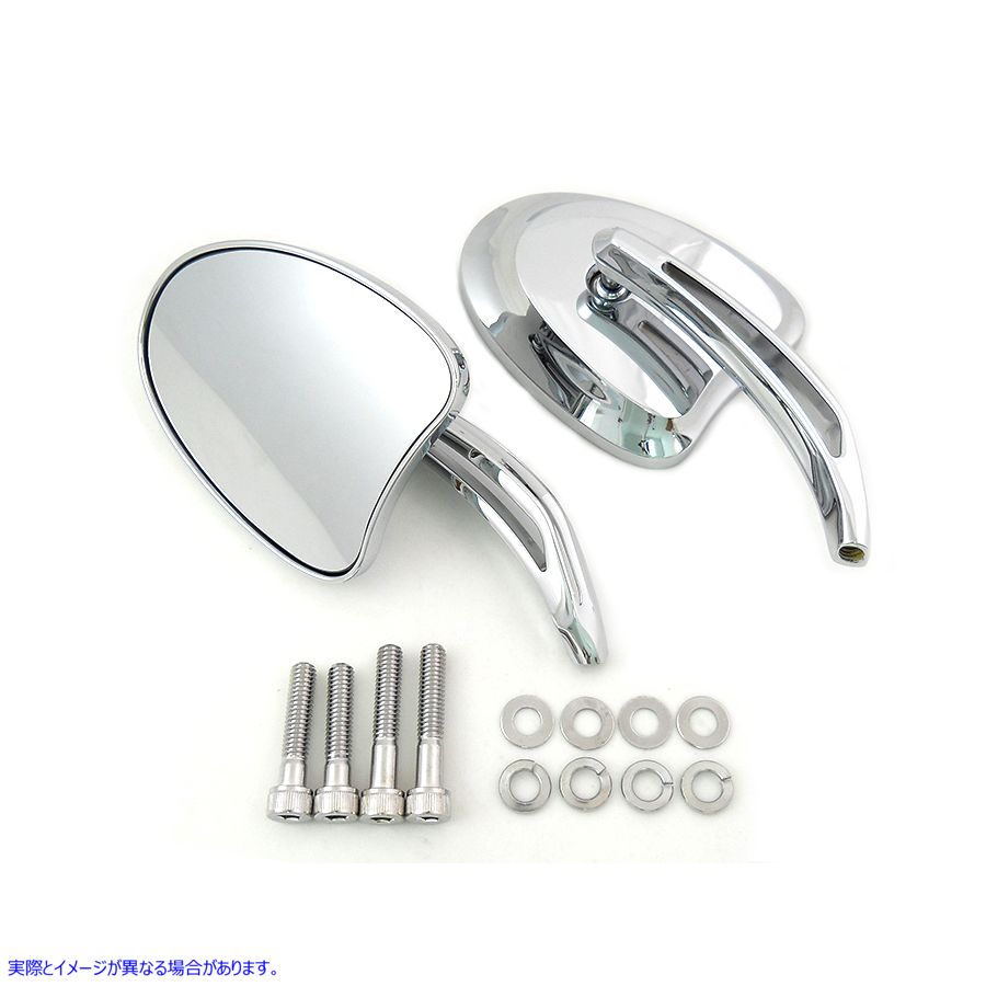 34-1598 ショートスロットステム付きミニテーパーミラーセット 取寄せ Vツイン Mini Tapered Mirror Set with Short Slotted Ste