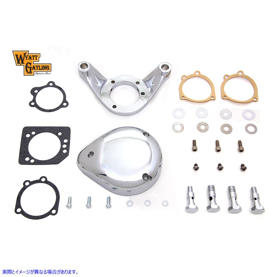34-1632 クローム ワイアット ガトリング エア クリーナー アセンブリ 取寄せ Vツイン Chrome Wyatt Gatling Air Cleaner Assemb