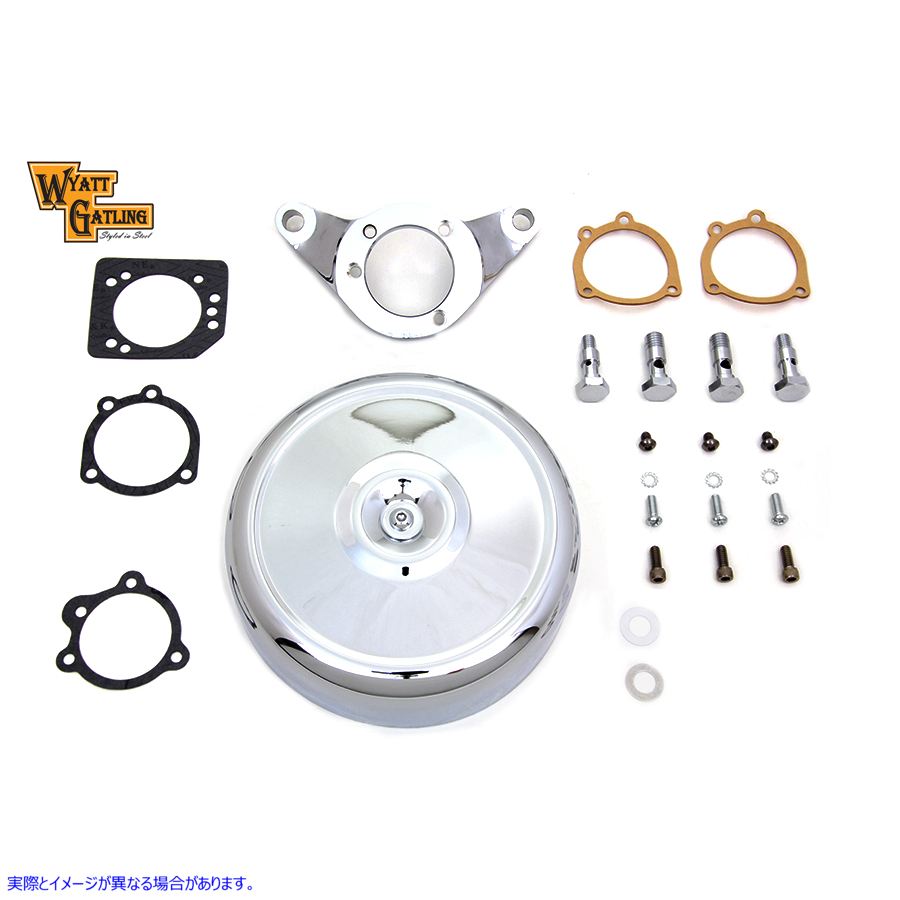 34-1637 クローム ワイアット ガトリング エア クリーナー アセンブリ 取寄せ Vツイン Chrome Wyatt Gatling Air Cleaner Assemb