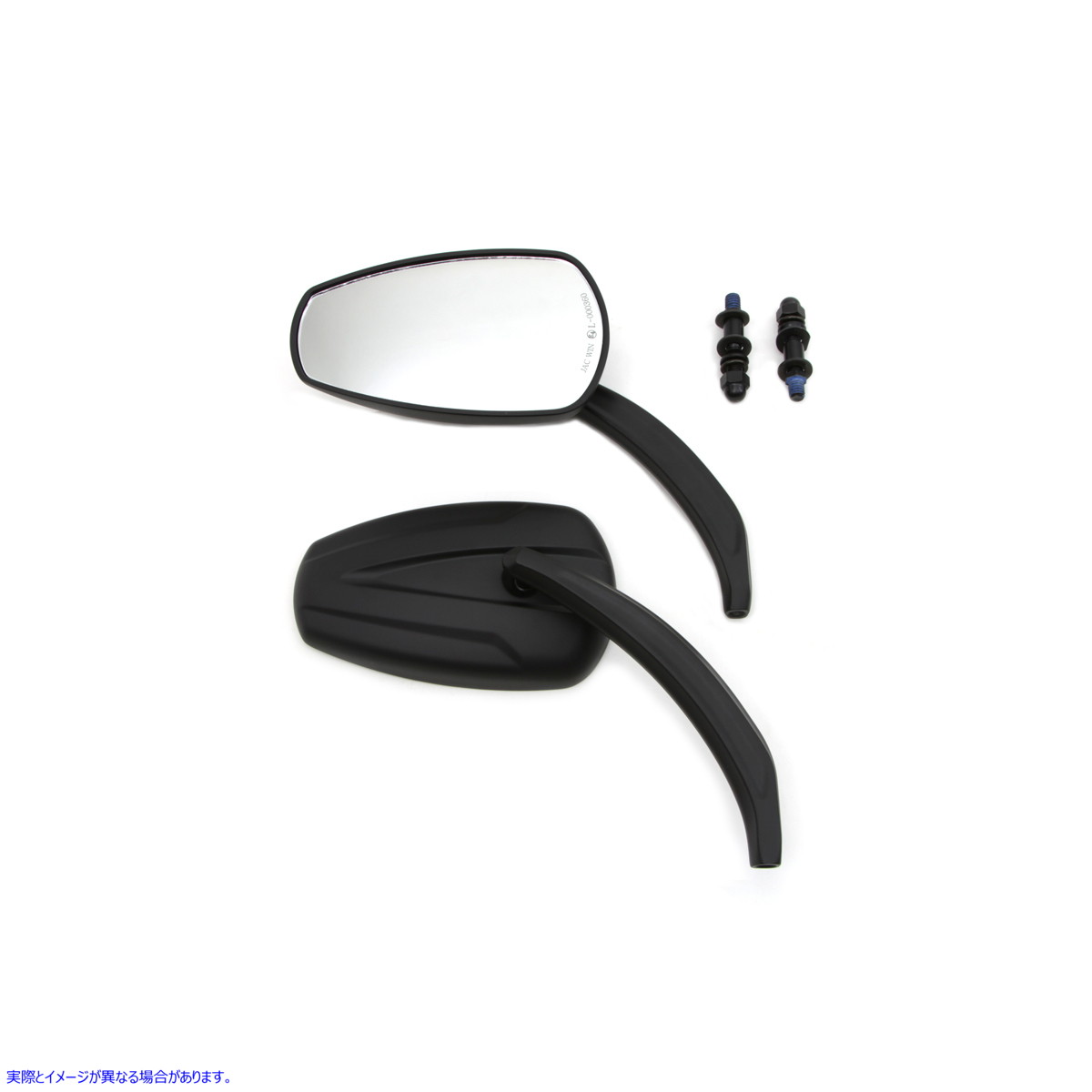 34-1838 ビレットステム付きブラック ティアドロップ ミラー セット 取寄せ Vツイン Black Teardrop Mirror Set with Billet Ste