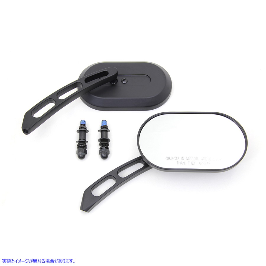 34-1963 長方形ミラーセット ブラックビレット 取寄せ Vツイン Oblong Mirror Set Black Billet (検索用／91965-98