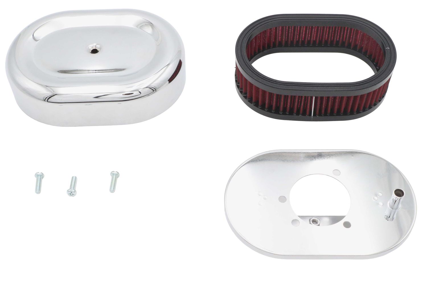 34-2771 取寄せ Vツイン Mini Oval Air Cleaner Kit Chrome For CV Carburetors (検索用／)
