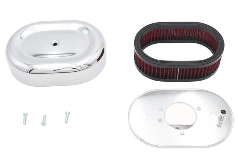 34-2773 取寄せ Vツイン Mini Oval Air Cleaner Kit Chrome For Shorty Carburetors (検索用／)