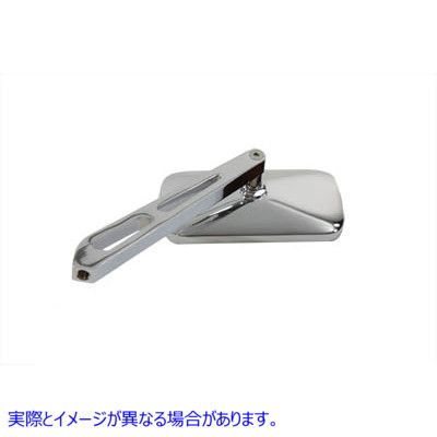 34-6023 長方形ミラー クローム ビレットステム付き 取寄せ Vツイン Rectangular Mirror Chrome with Billet Stem (検索用／