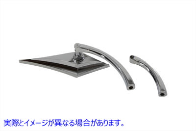 34-8005 ビレットカーブステム付ゾイドミラー 取寄せ Vツイン Zoid Mirror with Billet Curved Stem (検索用／