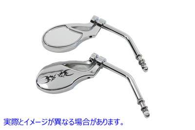 34-8019 オーバルミラーセット クローム 取寄せ Vツイン Oval Mirror Set Chrome (検索用／