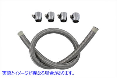 35-9170 編組燃料ラインキット ステンレススチール 取寄せ Vツイン Braided Fuel Line Kit Stainless Steel (検索用／