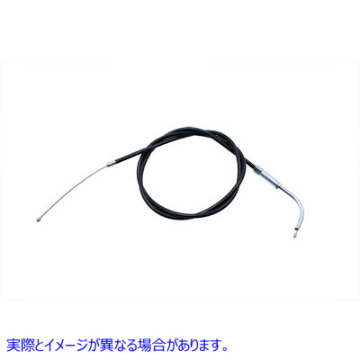 36-0105 38インチケーシングと90°エルボフィッティ付きブラックスロットルケーブル 取寄せ Vツイン Black Throttle Cable with