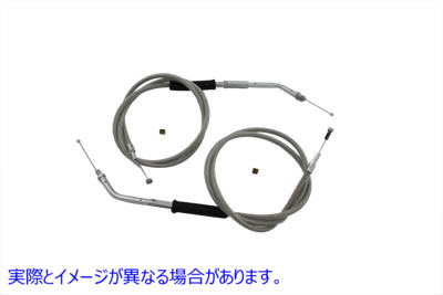 36-0114 ステンレス製スロットルとアイドルケーブルセット 取寄せ Vツイン Stainless Steel Throttle and Idle Cable Set (検索