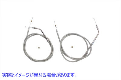 36-0115 ステンレス製スロットルとアイドルケーブルセット 取寄せ Vツイン Stainless Steel Throttle and Idle Cable Set (検索