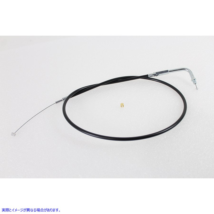 36-0138 38インチケーシングと90°エルボフィッティ付きブラックスロットルケーブル 取寄せ Vツイン Black Throttle Cable with
