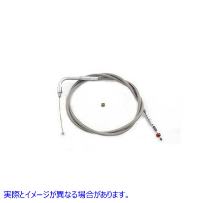 36-0650 45.375インチ編組ステンレススチールアイドルケーブル 取寄せ Vツイン 45.375 inch Braided Stainless Steel Idle Cable