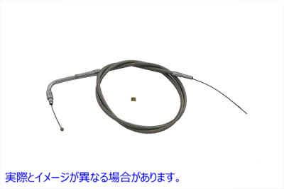 36-0723 38インチ編組ステンレススチールスロットルケーブル 取寄せ Vツイン 38 inch Braided Stainless Steel Throttle Cable (