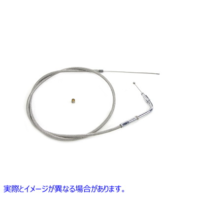 36-0725 38インチ編組ステンレススチールアイドルケーブル 取寄せ Vツイン 38 inch Braided Stainless Steel Idle Cable (検索用