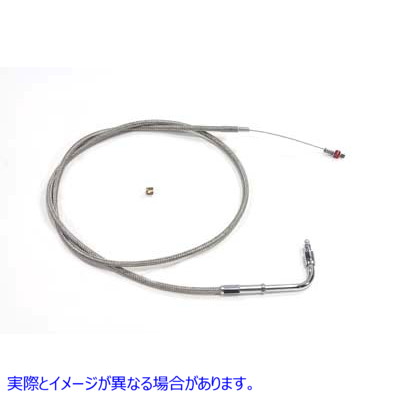 36-0737 39インチ編組ステンレススチールアイドルケーブル 取寄せ Vツイン 39 inch Braided Stainless Steel Idle Cable (検索用