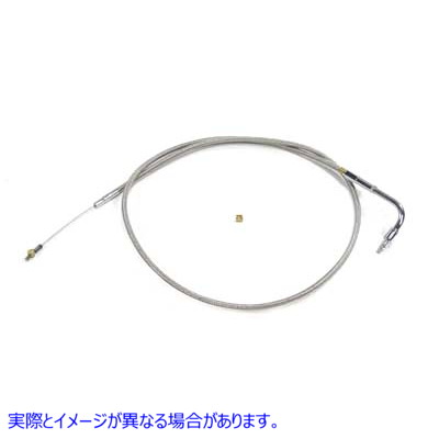 36-0745 【廃番】 33インチ編組ステンレススチールアイドルケーブル 取寄せ Vツイン 33 inch Braided Stainless Steel Idle Cabl