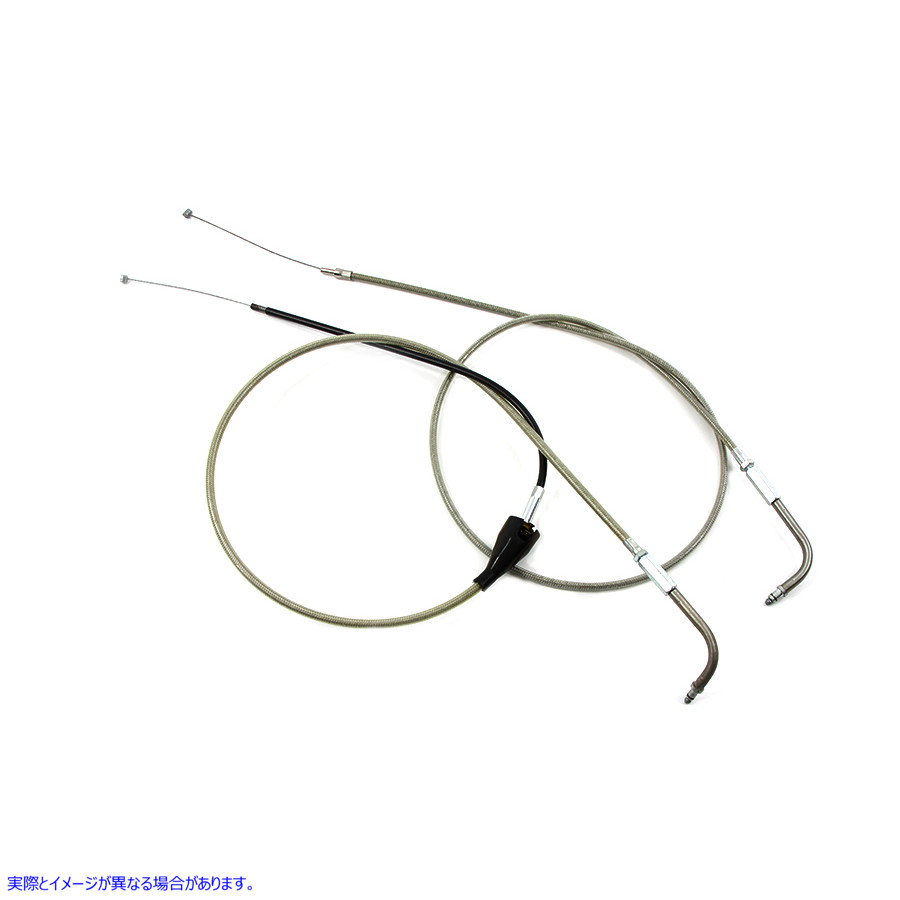 36-0825 46インチステンレススチール製スロットルとアイドルケーブルセット 取寄せ Vツイン 46 inch Stainless Steel Throttle a