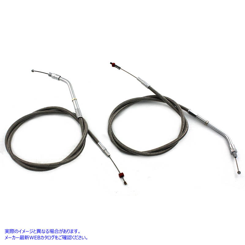 36-0832 ステンレス製スロットルとアイドルケーブルセット 取寄せ Vツイン Stainless Steel Throttle and Idle Cable Set (検索