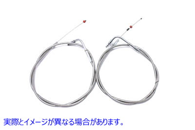 36-0842 43.875 インチのステンレススチール製スロットルとアイドルケーブルセット 取寄せ Vツイン 43.875 inch Stainless Steel