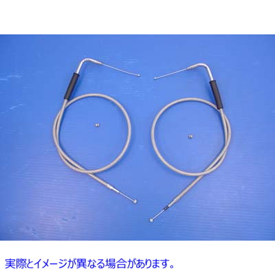 36-0857 34-1/4インチステンレススチール製スロットルとアイドルケーブルセット 取寄せ Vツイン 30-1/2 inch Stainless Steel Th
