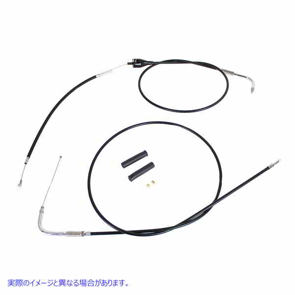 36-0879 ステンレススチール製スロットルおよびアイドルケーブルセット ブラックコート +8 インチ 取寄せ Vツイン Stainless Ste