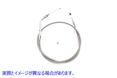 36-1504 38インチケーシング付き編組ステンレススチールスロットルケーブル 取寄せ Vツイン Braided Stainless Steel Throttle C