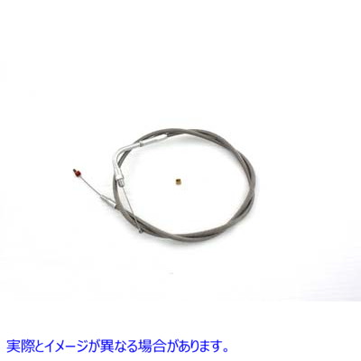 36-1508 編組ステンレススチールスロットルケーブル 取寄せ Vツイン Braided Stainless Steel Throttle Cable (検索用／ Barnett