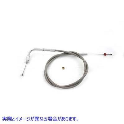 36-1512 35インチ編組ステンレススチールスロットルケーブル 取寄せ Vツイン 35 inch Braided Stainless Steel Throttle Cable (