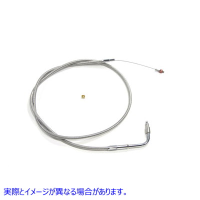 36-1519 43.25インチ編組ステンレススチールアイドルケーブル 取寄せ Vツイン 43.25 inch Braided Stainless Steel Idle Cable (