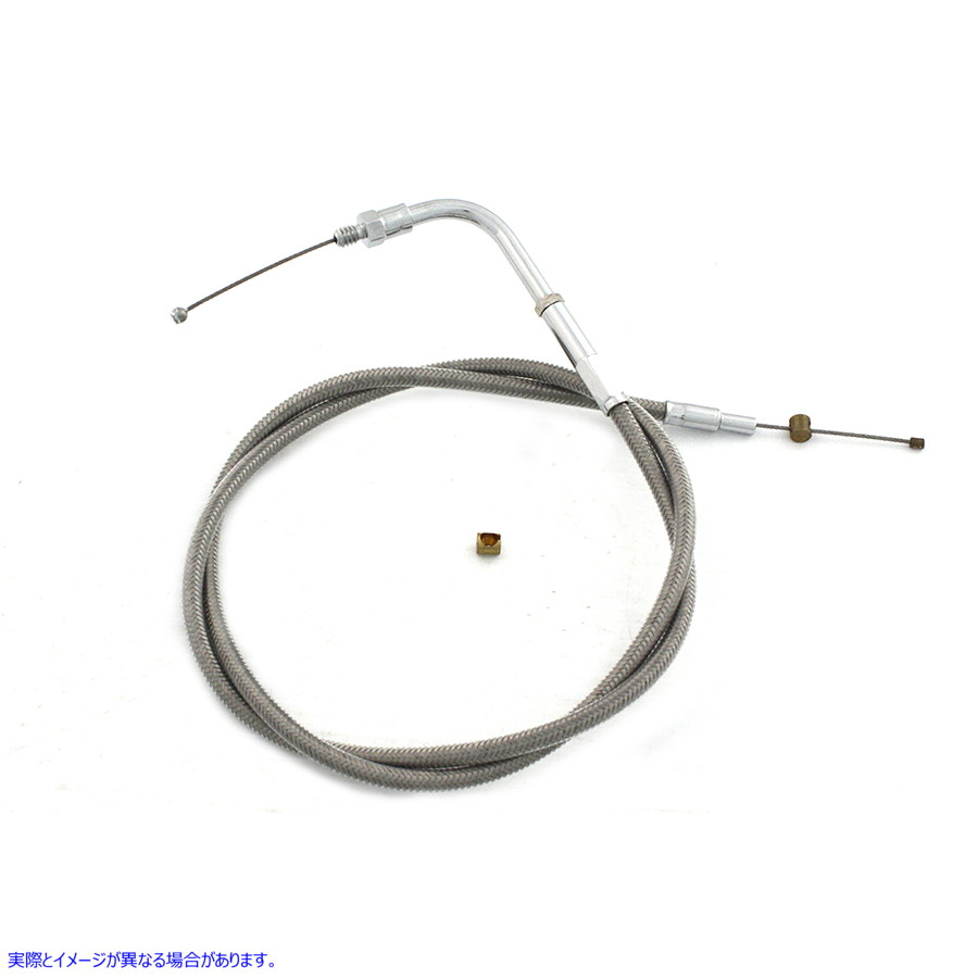 36-1542 【廃番】 38インチケーシング付きステンレススチールスロットルケーブル 取寄せ Vツイン Stainless Steel Throttle Cabl