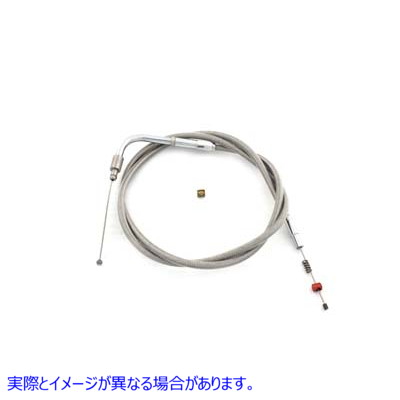 36-1553 40.50 インチのケーシングを備えた編組ステンレス鋼アイドル ケーブル 取寄せ Vツイン Braided Stainless Steel Idle Ca