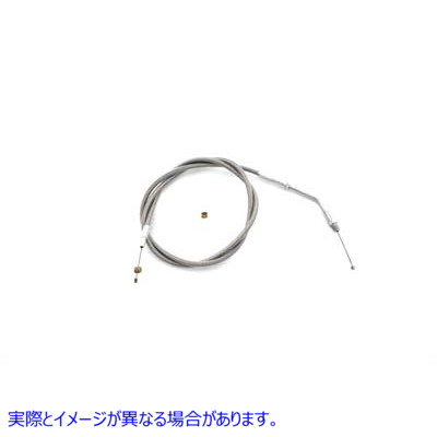 36-1563 38インチケーシング付き編組ステンレススチールスロットルケーブル 取寄せ Vツイン Braided Stainless Steel Throttle C