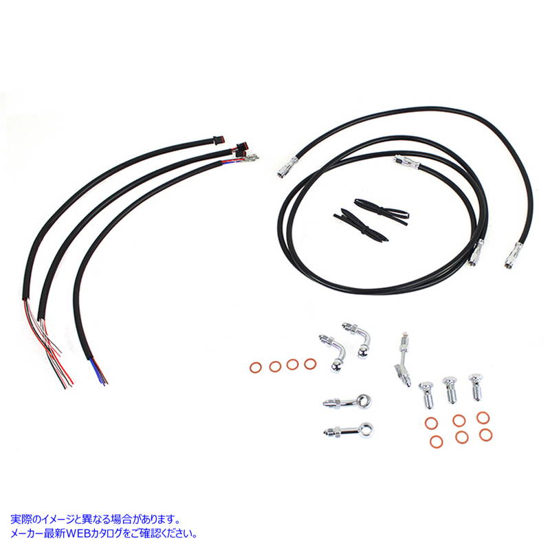 36-1606 12インチ-14インチハンドルバーケーブルとブレーキラインキット 取寄せ Vツイン 12 inch-14 inch Handlebar Cable and B