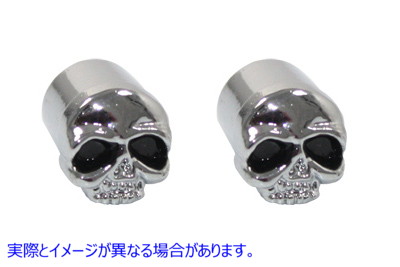 37-9218 スカルバルブステムカバークロム Skull Valve Stem Cover Chrome 取寄せ Vツイン (検索用／ V-Twin