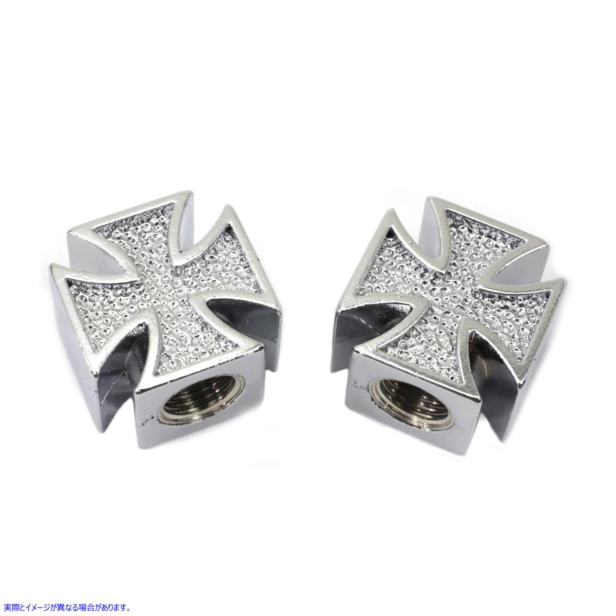 37-9381 クロームマルタクロスバルブセット カバーセット 取寄せ Vツイン Chrome Maltese Cross Valve Set Cover Set (検索用／