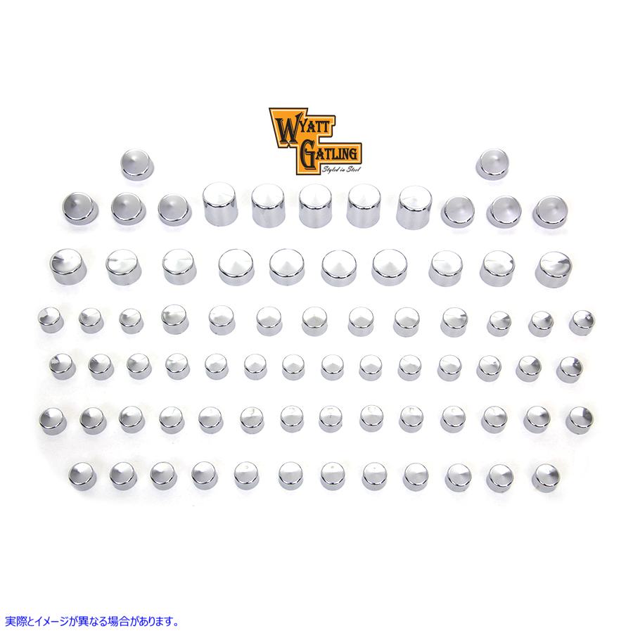 37-9528 ワイアット ガトリング クローム ボルト キャップ 76 ピース カバー キット 取寄せ Vツイン Wyatt Gatling Chrome Bolt