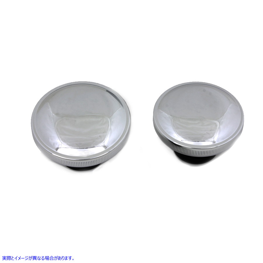 38-0321 ラチェット式ガスキャップセット ベント付きおよびベントなし クロム 取寄せ Vツイン Ratcheting Style Gas Cap Set Ven