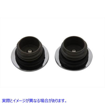 38-0386 【廃番】 薄型クロム ガス キャップ セット ベント付きおよびベントなし 取寄せ Vツイン Low Profile Chrome Gas Cap Se