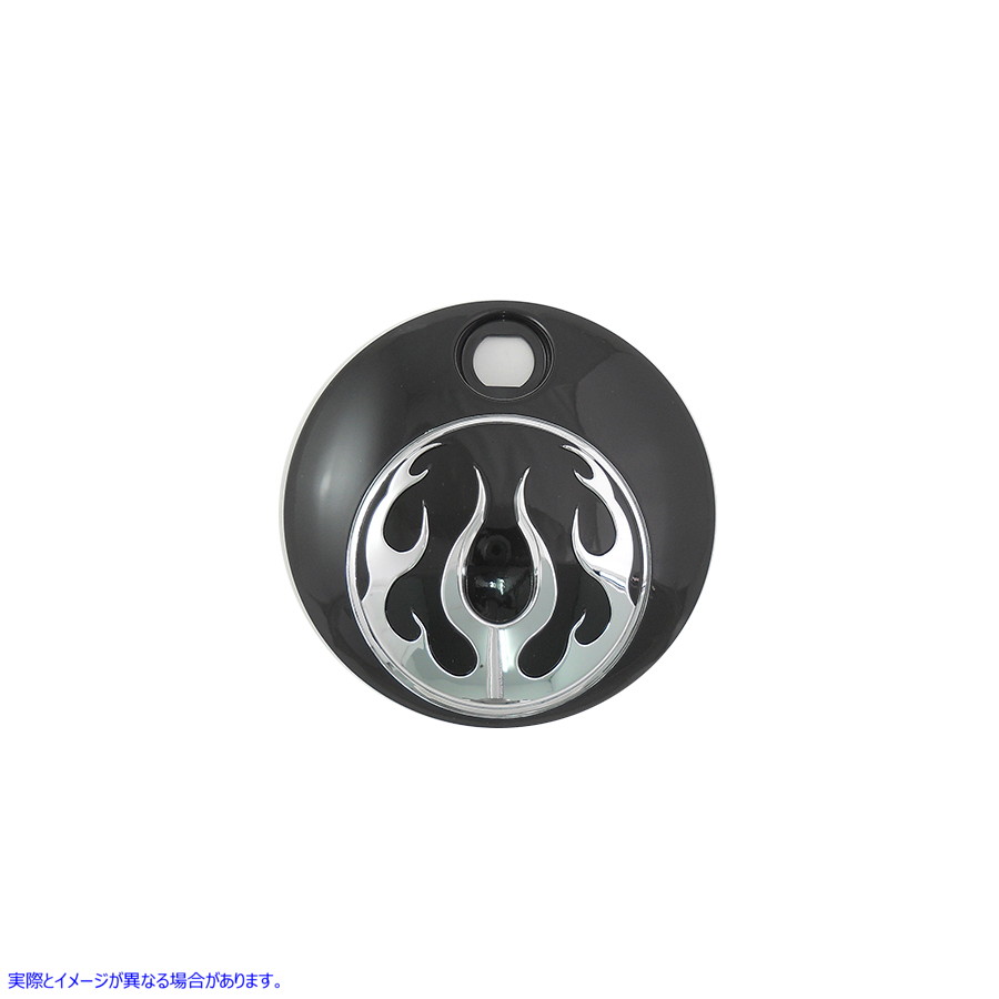 38-0604 ブラックとクロームの炎 FLT 燃料タンク コンソール ドア 取寄せ Vツイン Black with Chrome Flames FLT Fuel Tank Cons