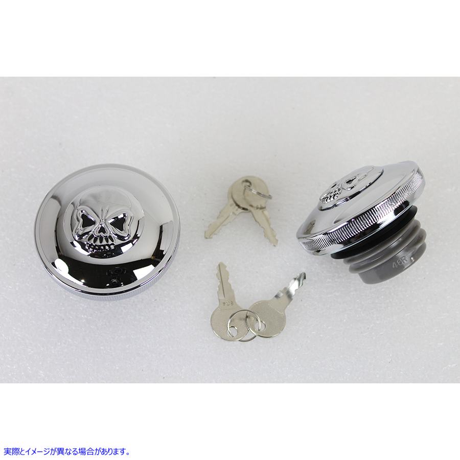 38-0651 キー付きガス キャップ セット ベント付きおよびベントなし クロム 取寄せ Vツイン Keyed Gas Cap Set Vented and Non-V
