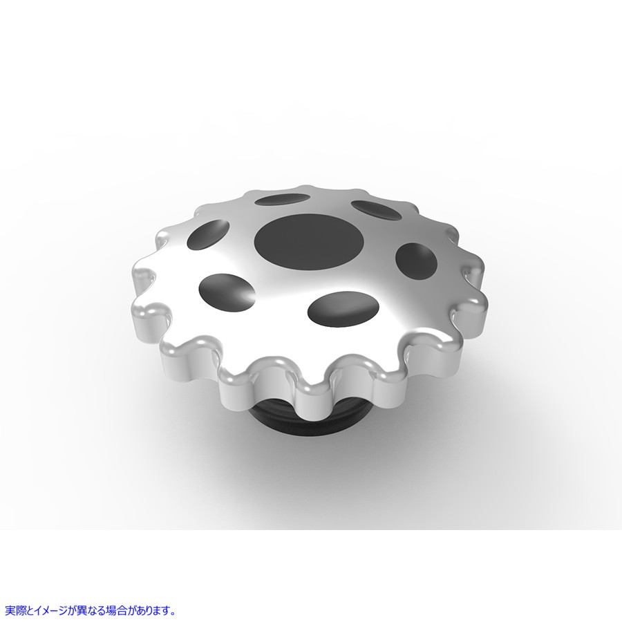 38-0660 スプロケットガスキャップベント付きクローム 取寄せ Vツイン Sprocket Gas Cap Vented Chrome (検索用／