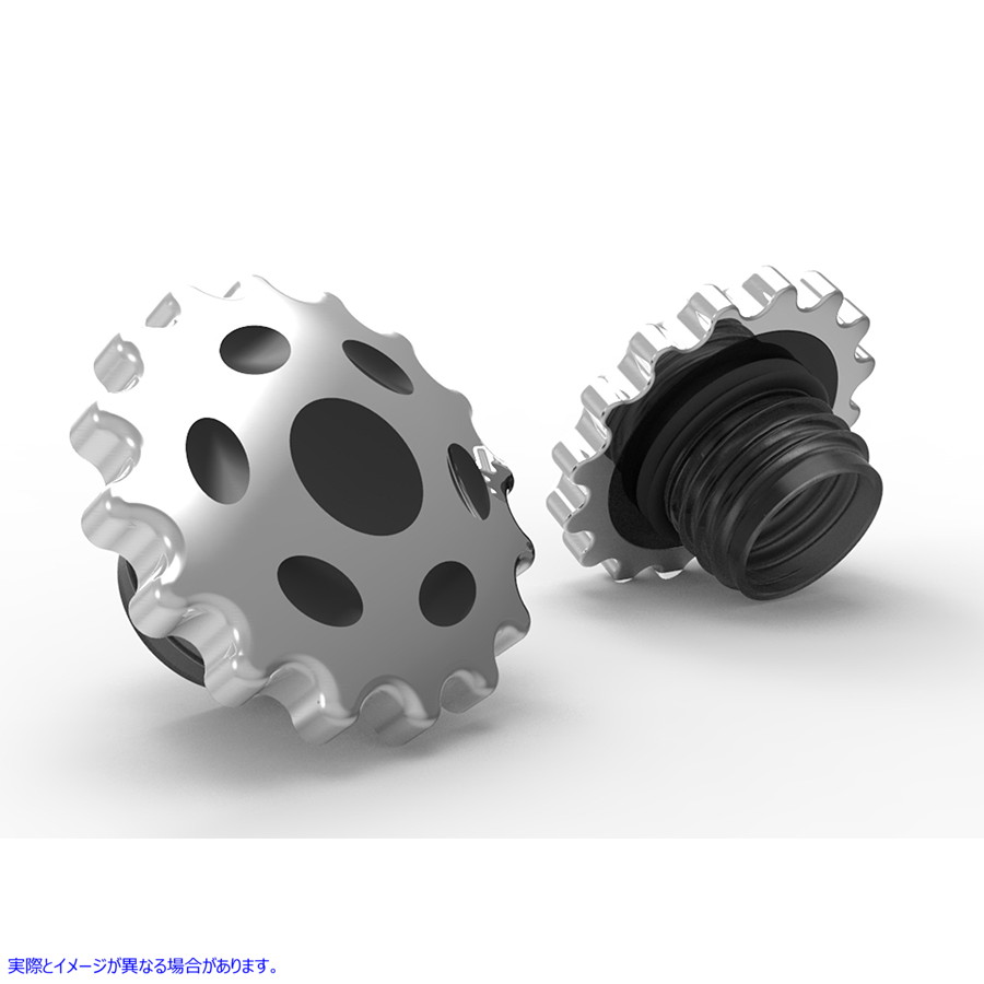 38-0661 スプロケット ガス キャップ セット ベント付きおよびベントなし クロム 取寄せ Vツイン Sprocket Gas Cap Set Vented a