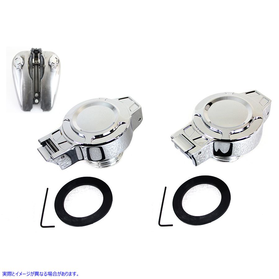 38-0887 フリップアップガスキャップセット クローム 取寄せ Vツイン Flip Up Gas Cap Set Chrome (検索用／