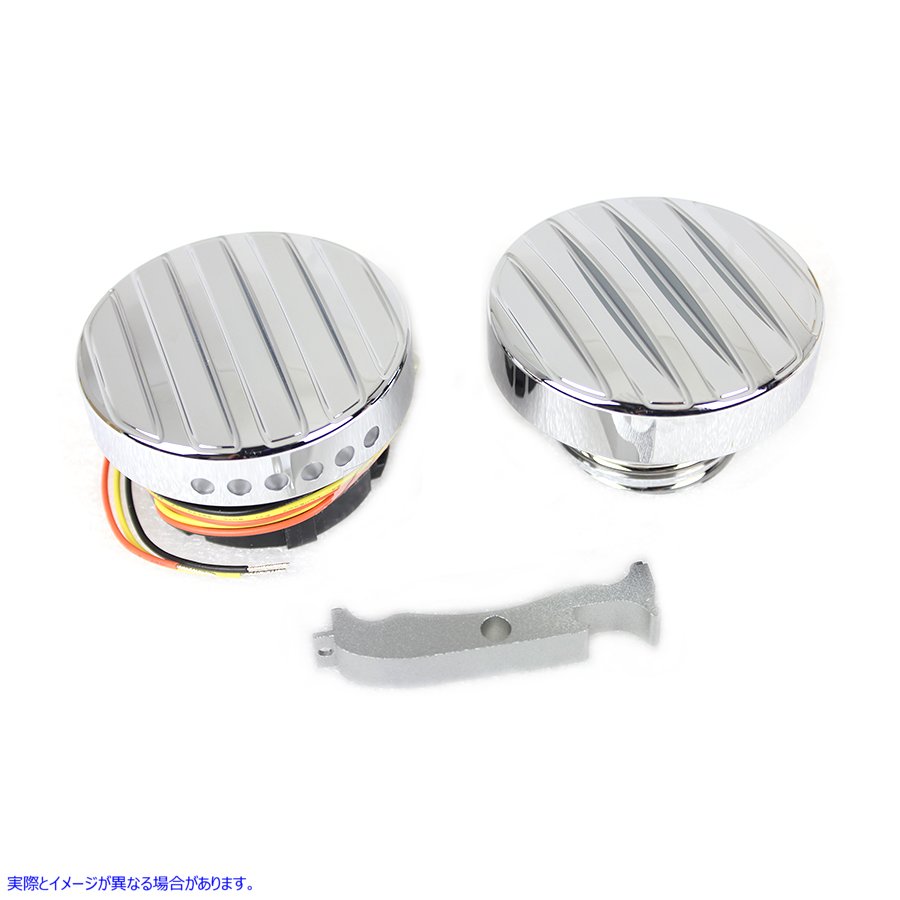 38-0988 クロームLEDリブスタイル燃料計とフィラーキャップセット 取寄せ Vツイン Chrome LED Ribbed Style Fuel Gauge and Fill