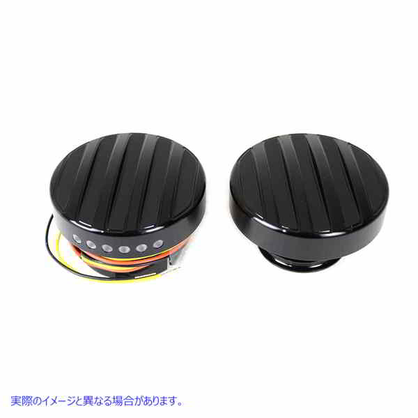 38-0989 ブラックLEDリブスタイル燃料計とフィラーキャップセット 取寄せ Vツイン Black LED Ribbed Style Fuel Gauge and Fille