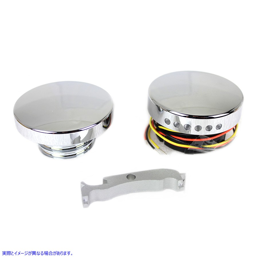 38-0991 クローム LED スムーススタイル燃料計とフィラーキャップのセット 取寄せ Vツイン Chrome LED Smooth Style Fuel Gauge