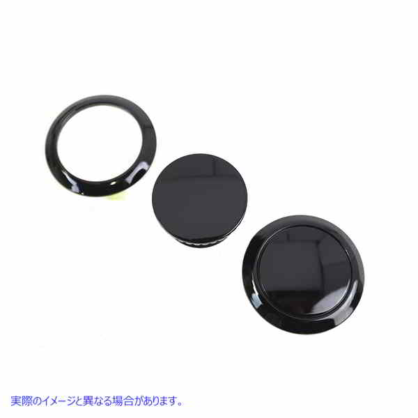 38-7058 フラッシュ マウント ガス キャップ & 左側タンク キャップ キット ブラック 取寄せ Vツイン Flush Mount Gas Cap & Lef