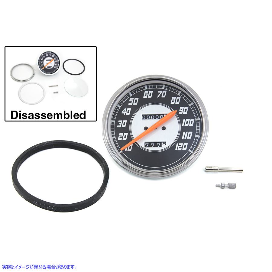 39-0482 オレンジ色の針付きレプリカ 2:1 スピードメーター 取寄せ Vツイン Replica 2:1 Speedometer with Orange Needle (検索